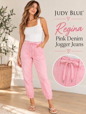 Judy Blue Regina Pink Denim Jogger Jeans Size 11